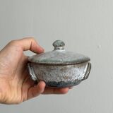 Handmade stoneware coffee set, 6 cups, saucers and sugar bowl, natural tones