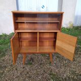 Glass bar veneered wood 50s compass