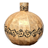 Large mother-of-pearl vase with arabesque decoration, vintage design.