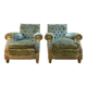 Pair of Club style armchairs / Louis XVI in gilded wood