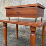 Small varnished wood nightstand, 1950s.
