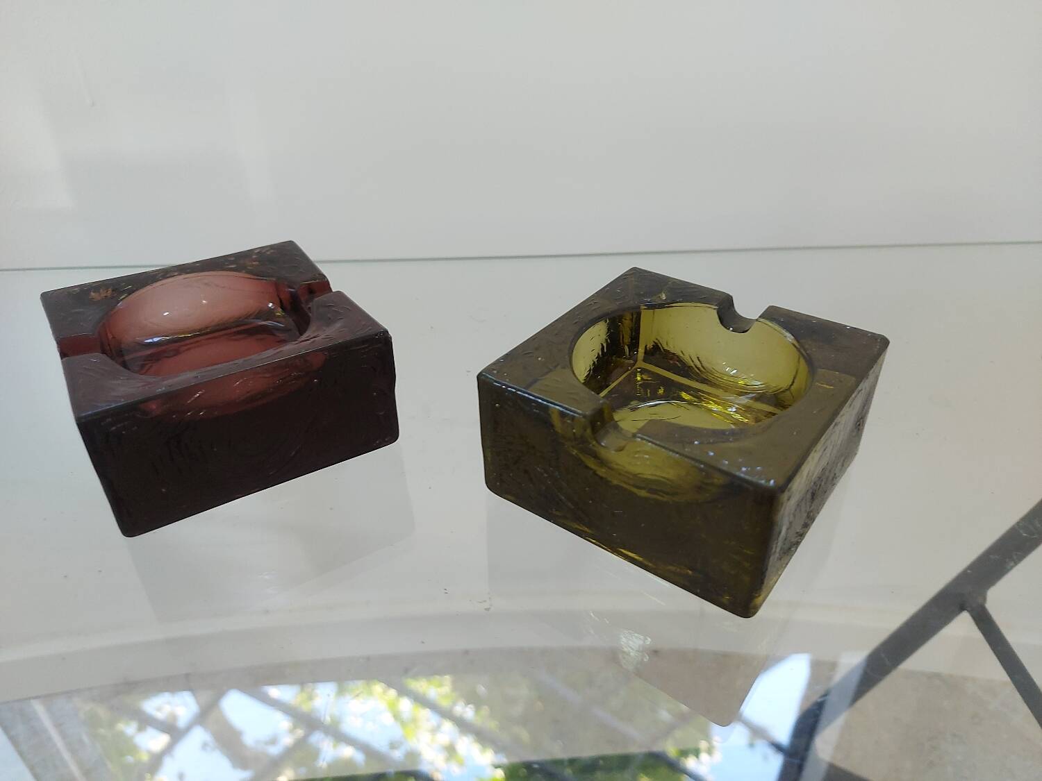 Two vintage glass ashtrays