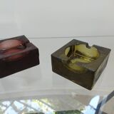 Two vintage glass ashtrays