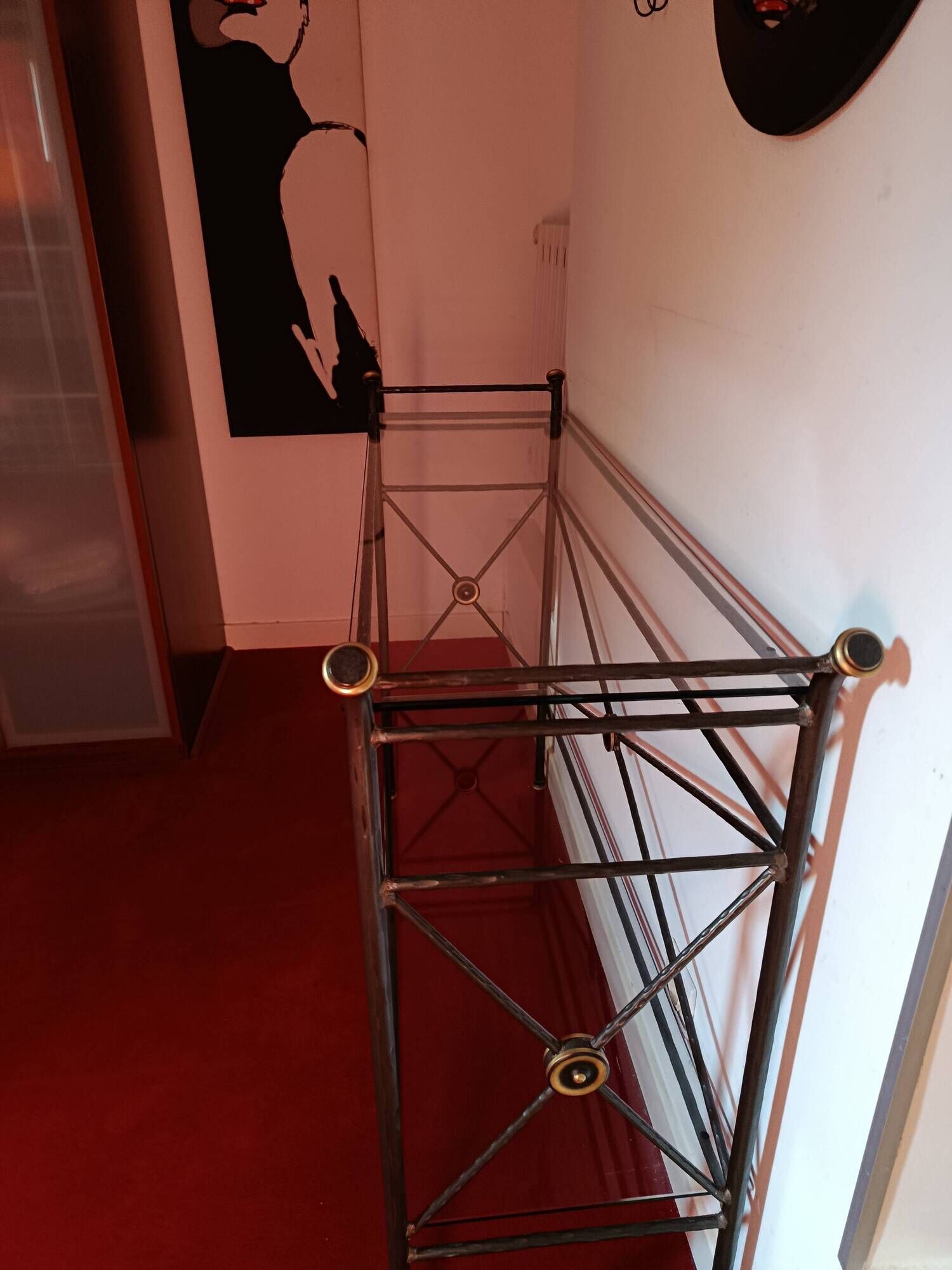 Glass and wrought iron console