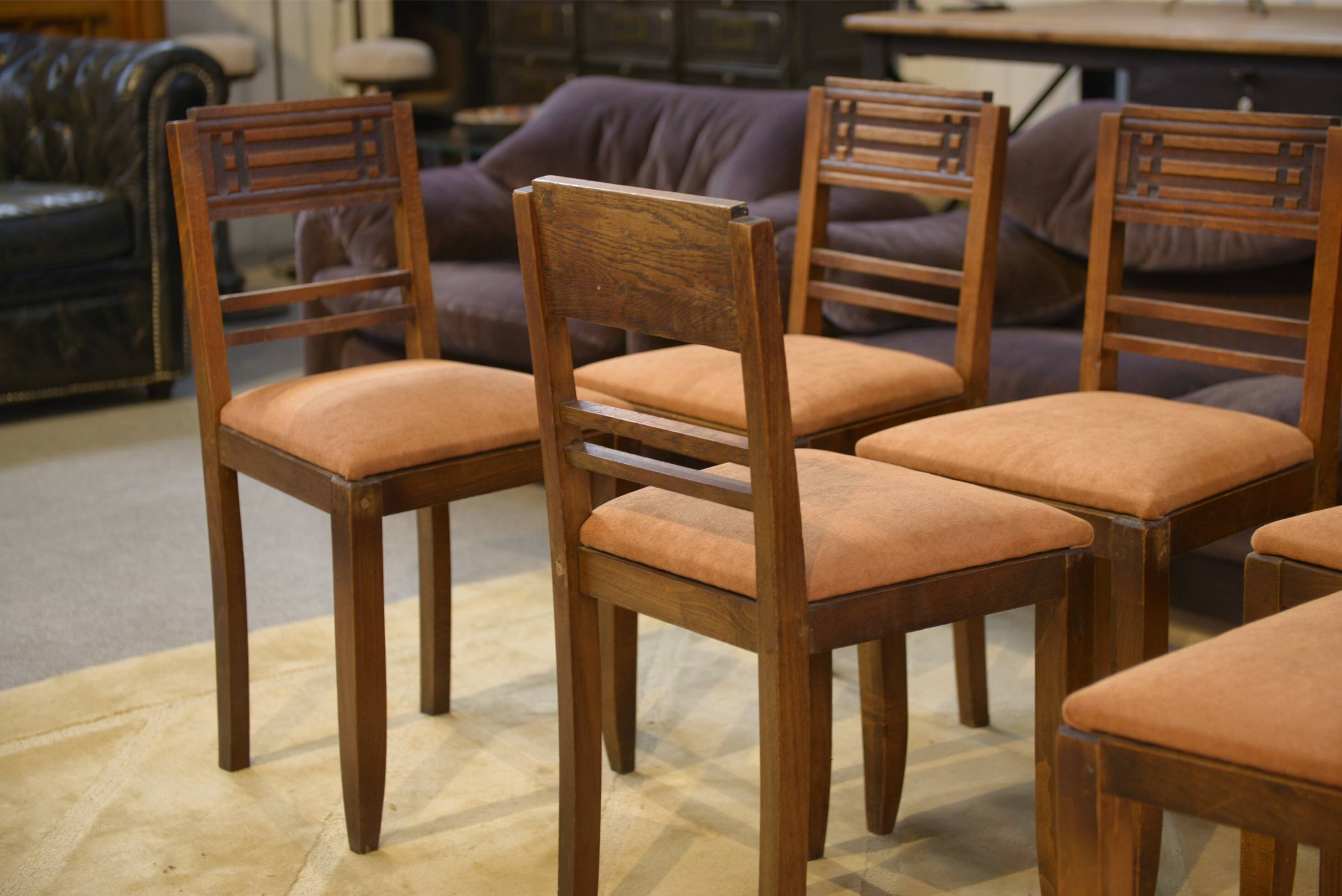 Set of 6 brutalist chairs from the 1950s.