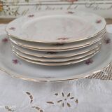 Dessert service 6 people 7 pieces porcelain Bavaria white decoration roses field flowers