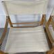 Pair of safari armchairs canvas and leather stretched