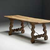 Table à Tréteaux Rustique d'Art Populaire, Espagne, 19ème Siècle