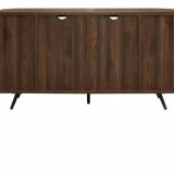 Modern Fluted Glass Door Sideboard with Curved Ends & Storage