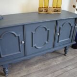 Blue and gold 3-door sideboard