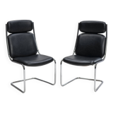 Paire de chaises cantilever en cuir par Mauser Werke Waldeck, Allemagne de l'Ouest, 19