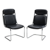 Paire de chaises cantilever en cuir par Mauser Werke Waldeck, Allemagne de l'Ouest, 19
