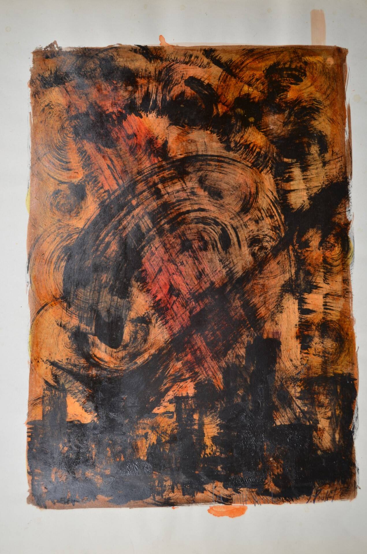 Jean Poulet (1926-2006) "the dead city" Oil on paper