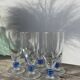 6 flûtes à champagne transparente pied bleu design