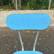 Vintage chair in sky blue Formica with chrome metal 1