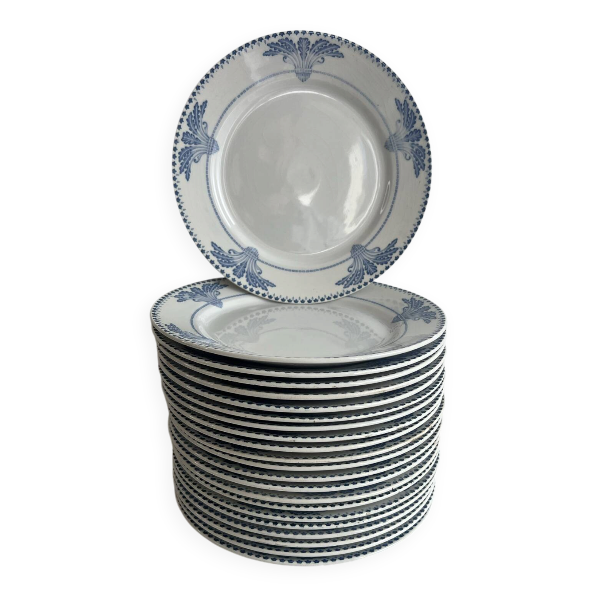 Set of 22 dessert plates Windsor Service Creil and Montereau