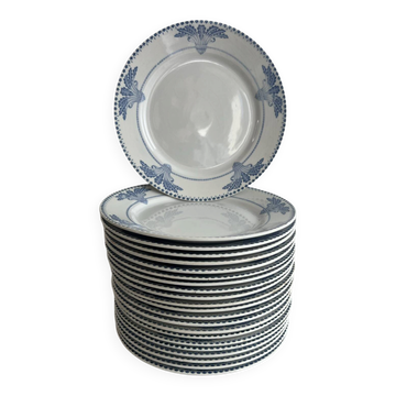 Set of 22 dessert plates Windsor Service Creil and Montereau