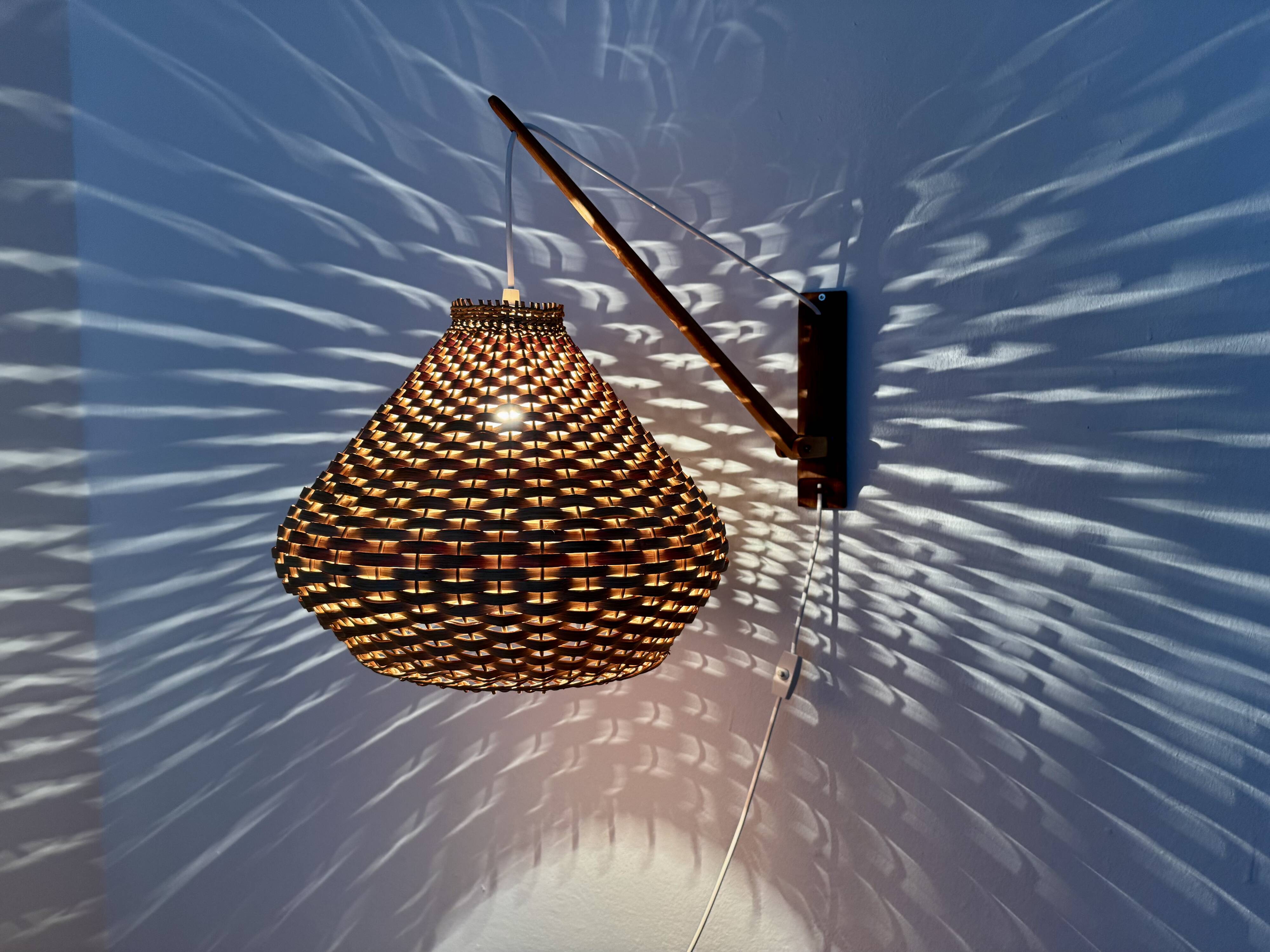 Adjustable Wicker Wall Lamp