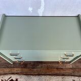 Commode vintage pieds compas vert d'eau