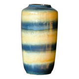 Vase West Germany en grès bleu et beige