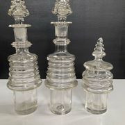 Set of 3 Art Deco crystal bottles