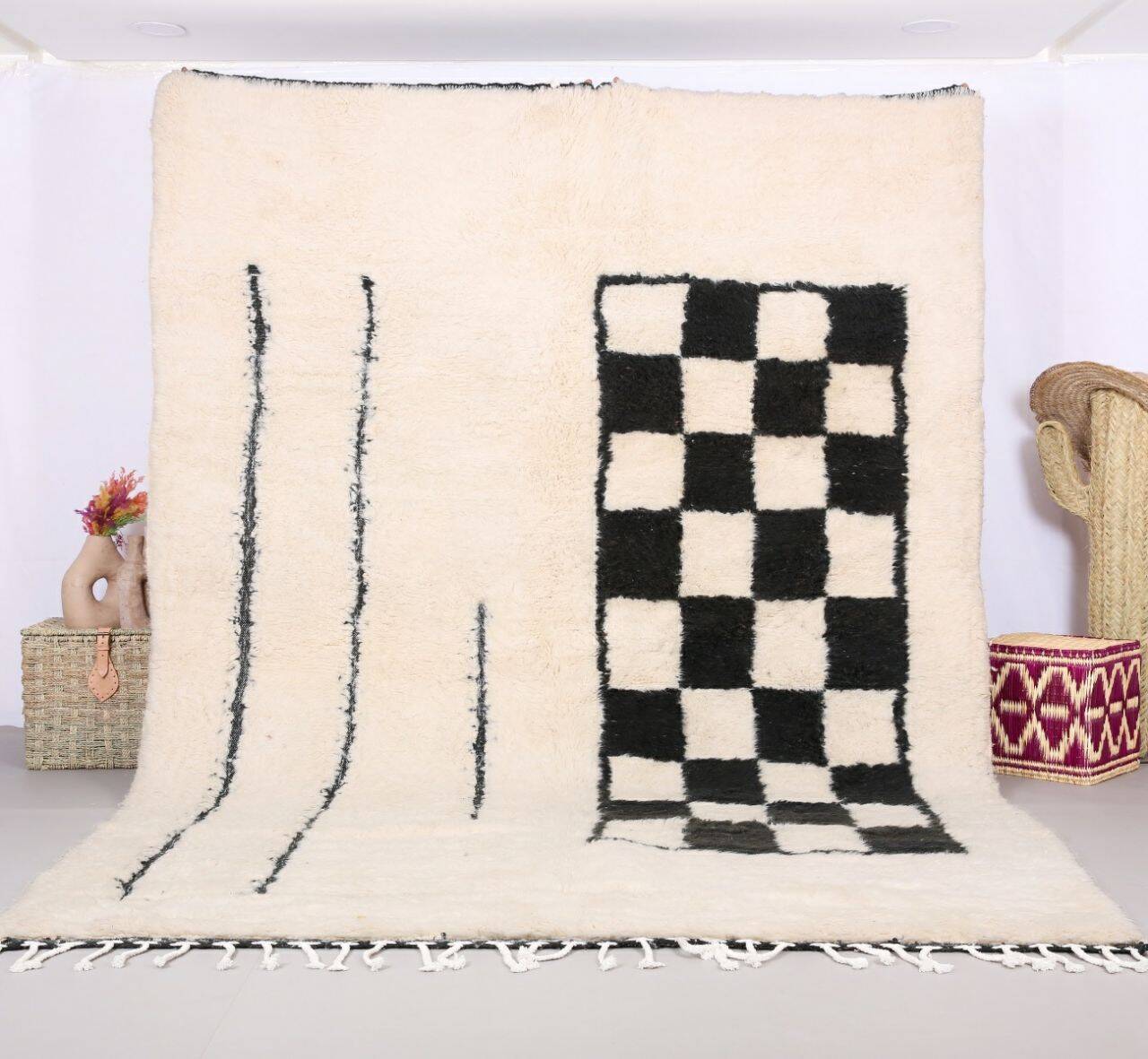 Handmade wool Berber rug 300X200 cm