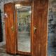 French Art Deco walnut wardrobe with mirror, 1930s