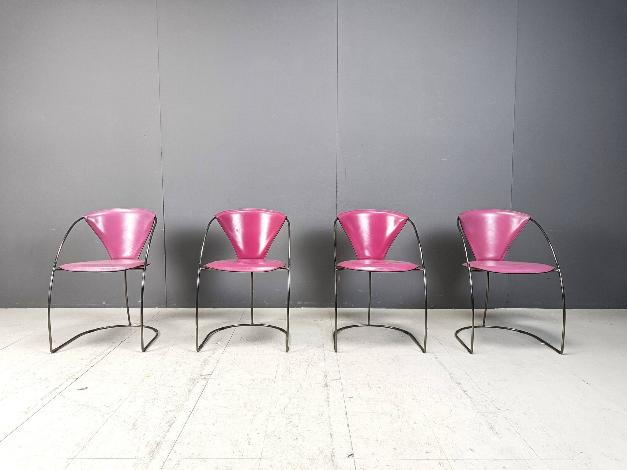 Vintage pink 'linda' dining chairs by Arrben, 1980s - set of 4