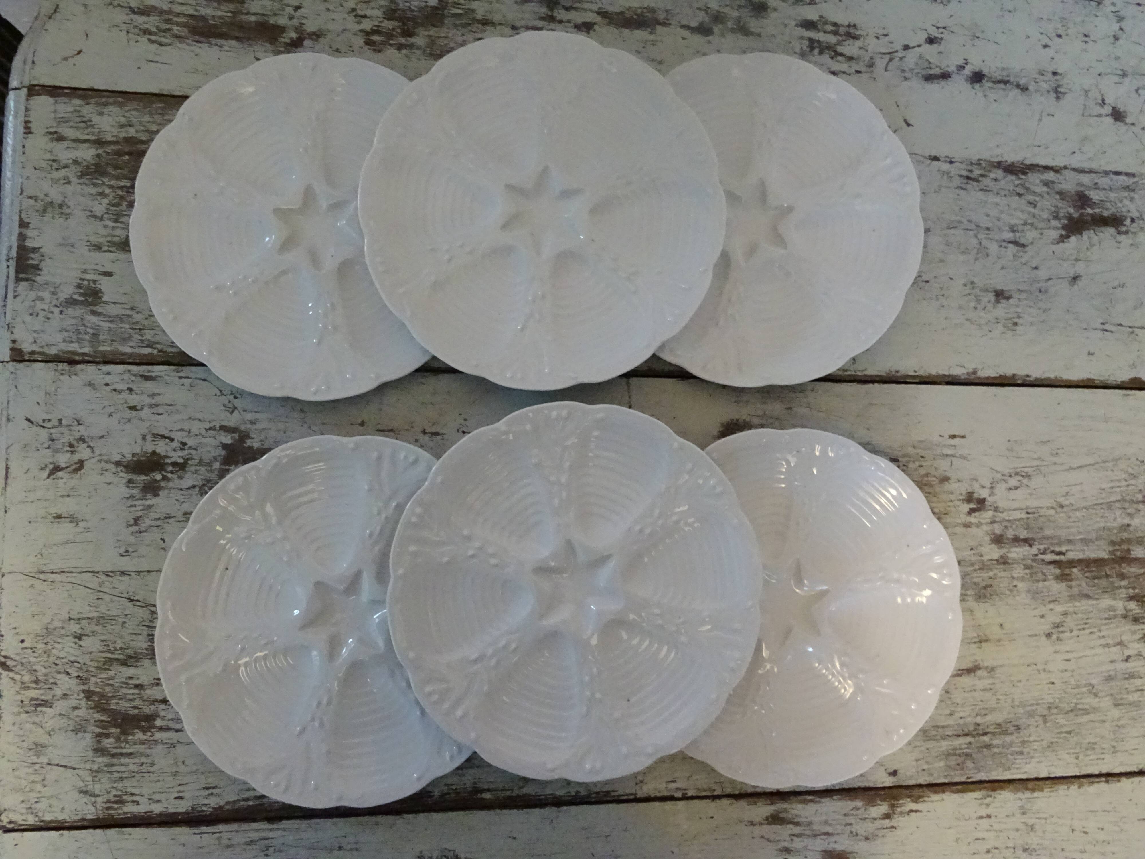 6 oyster plates 30123 porcelain white cnp france