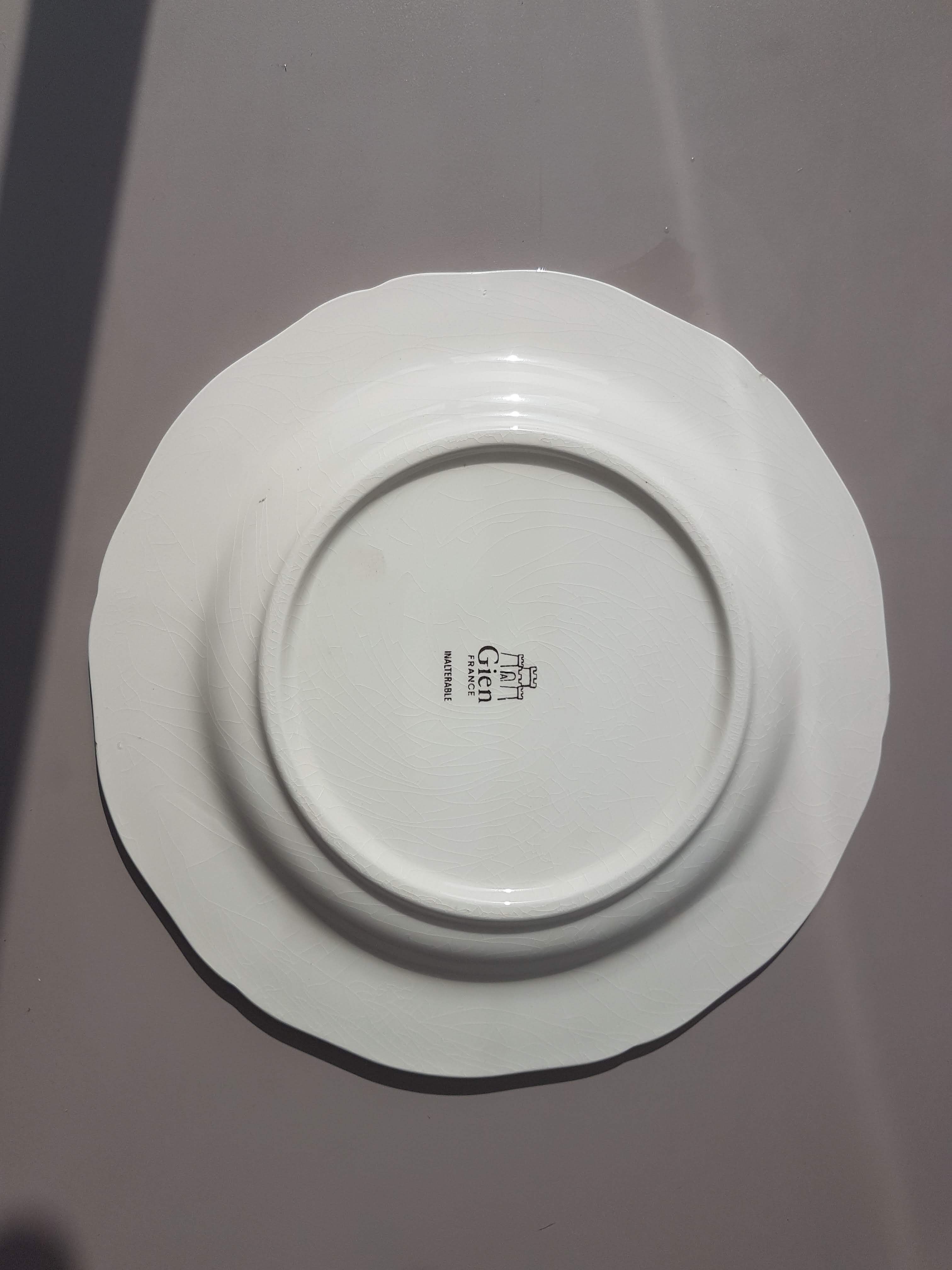 Plate Gien Earthen Floral Patterns and Bird