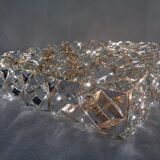 Large gold-plated and crystal glass flush mount from Kinkeldey, Germany, 1970s.