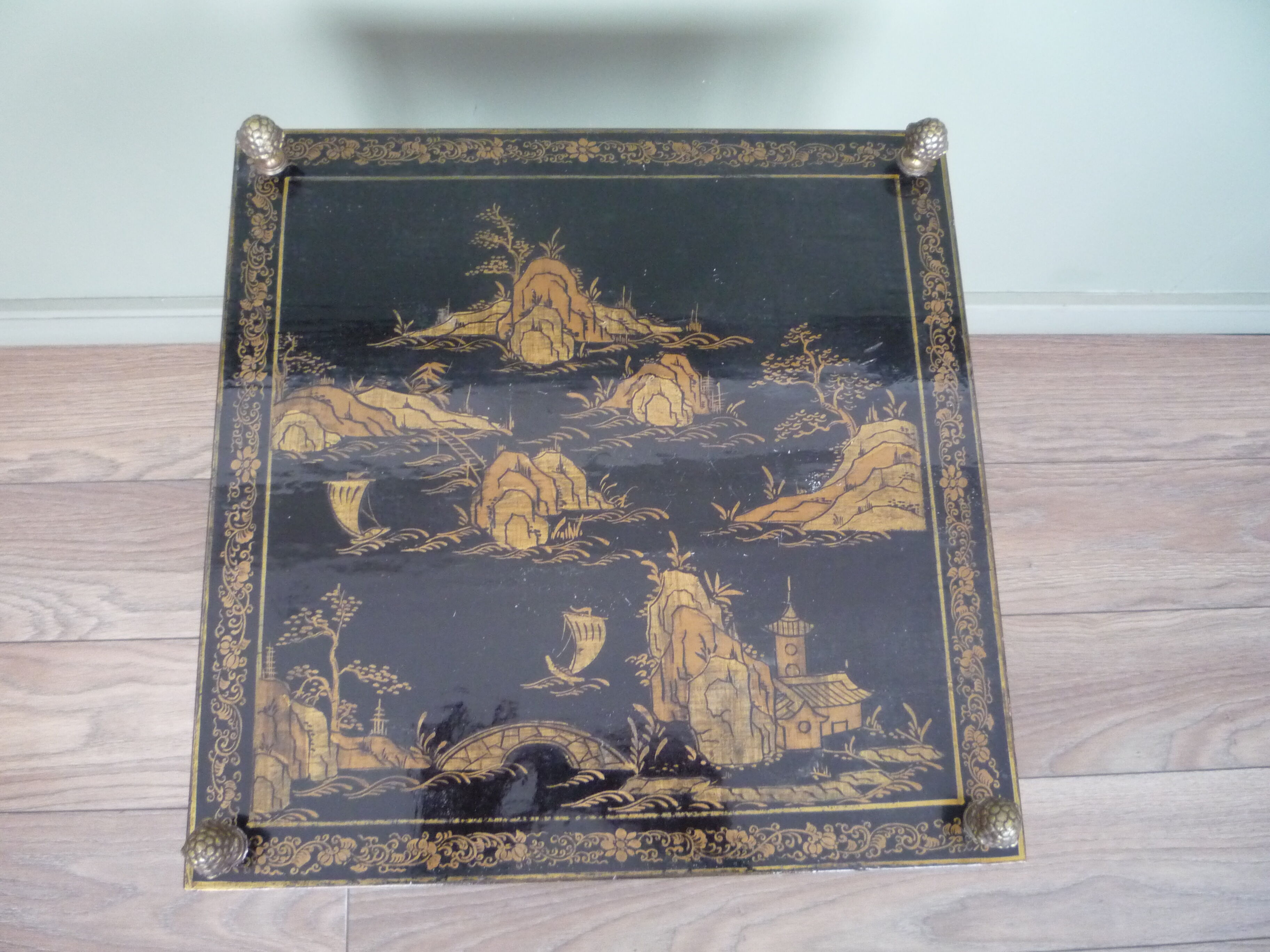 Table Maison Baguès Paris, bronze bambou et laque de chine