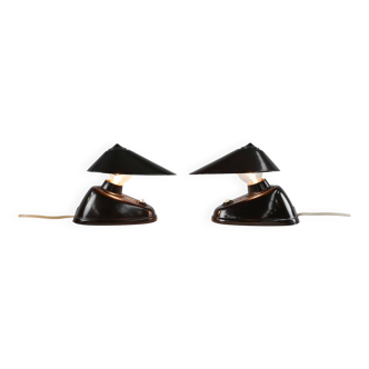 Brown Bakelite Lamps by Bauhaus for ESC Zukov 1930s
