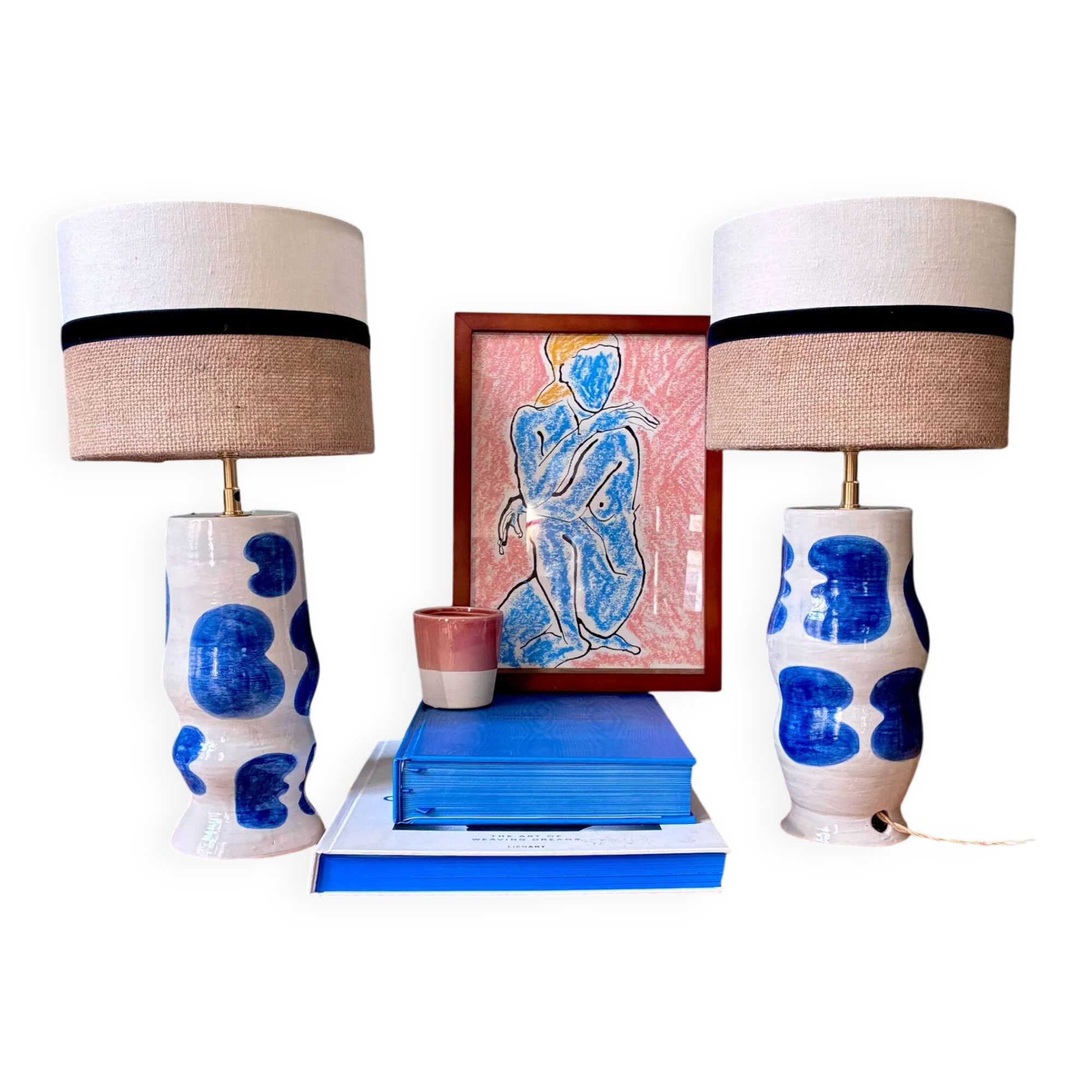 "Initial" SPOT x ATOME lamp pair in ceramic - 2026 (Royal blue)