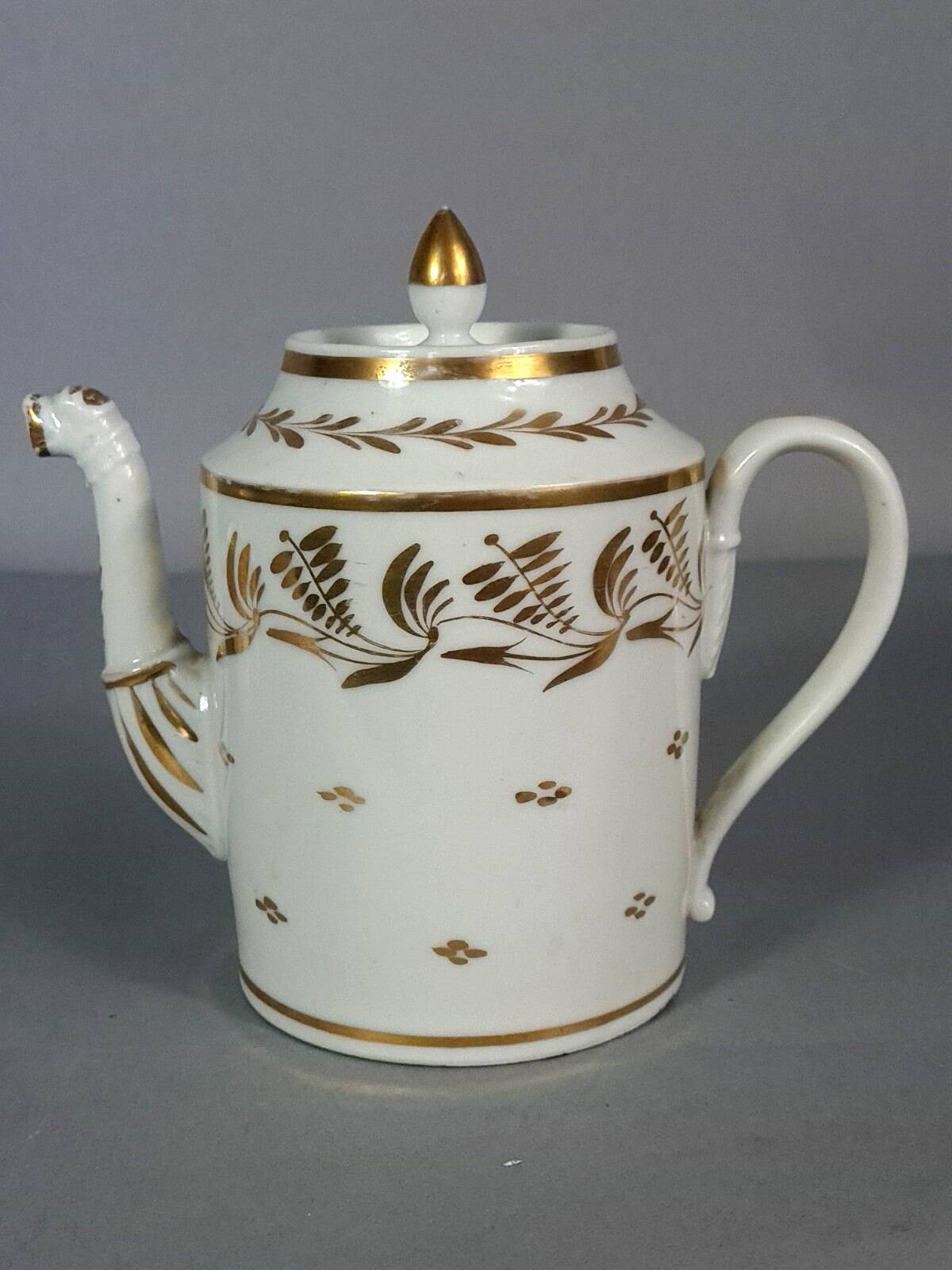 Antique coffee service: jug + 2 cups, old Paris porcelain, 19th century C657