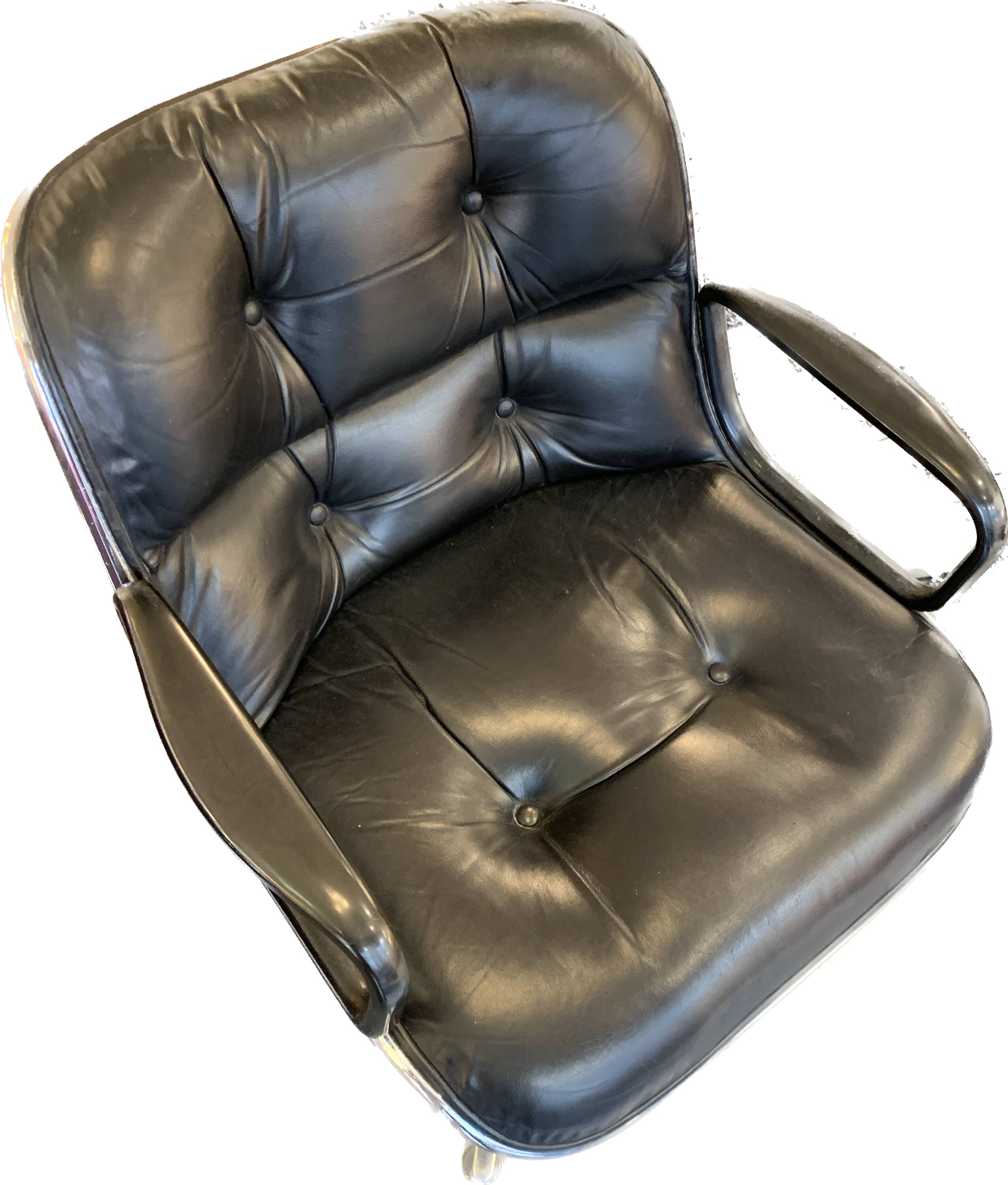 Armchair executive chair Pollock 1st edition 1965 - black leather