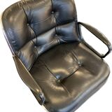 Armchair executive chair Pollock 1st edition 1965 - black leather