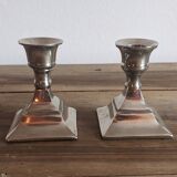 Pair of silver metal candlesticks