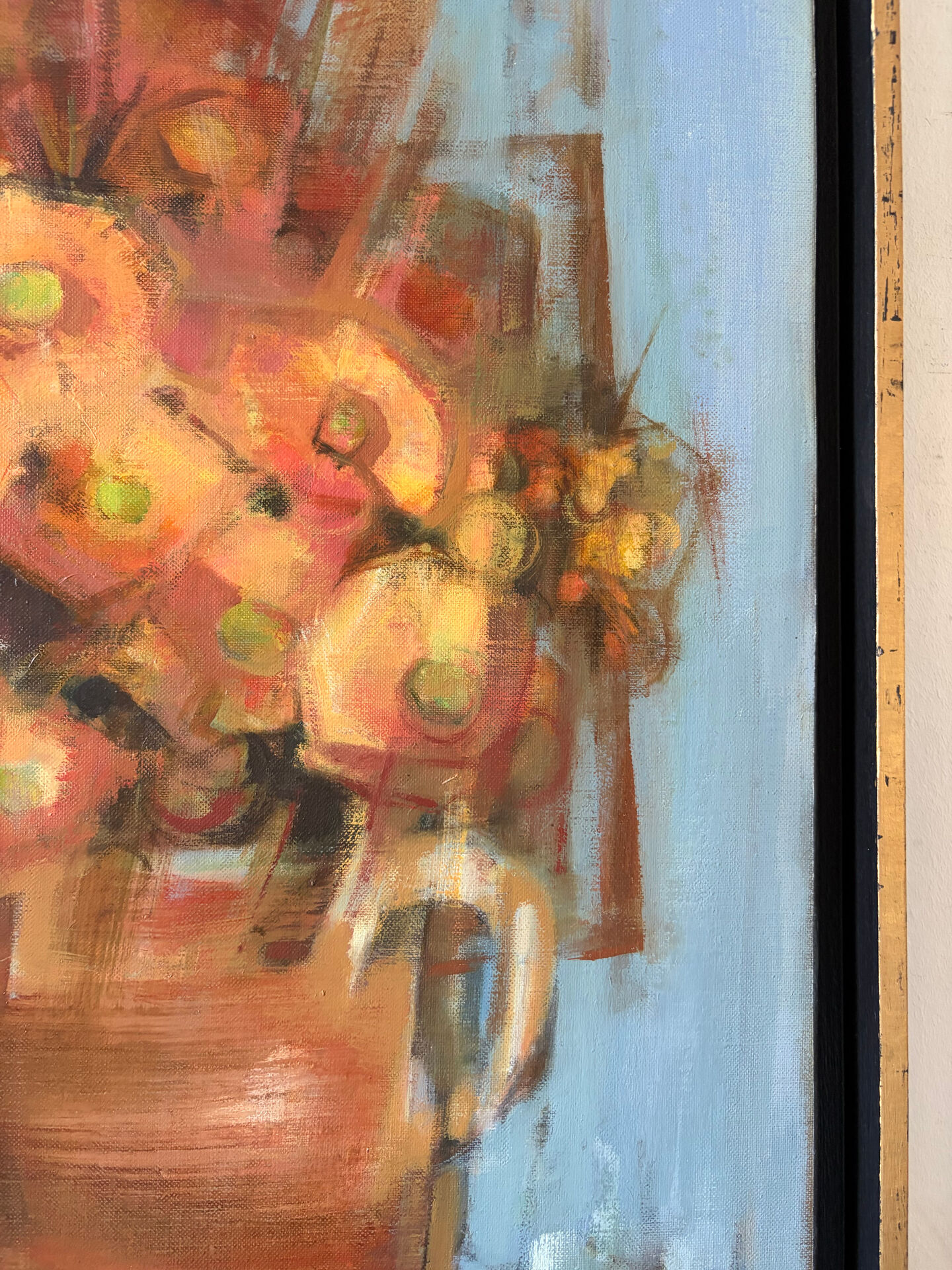 Bouquet to the Loire, oil on canvas signed Marinie 1984