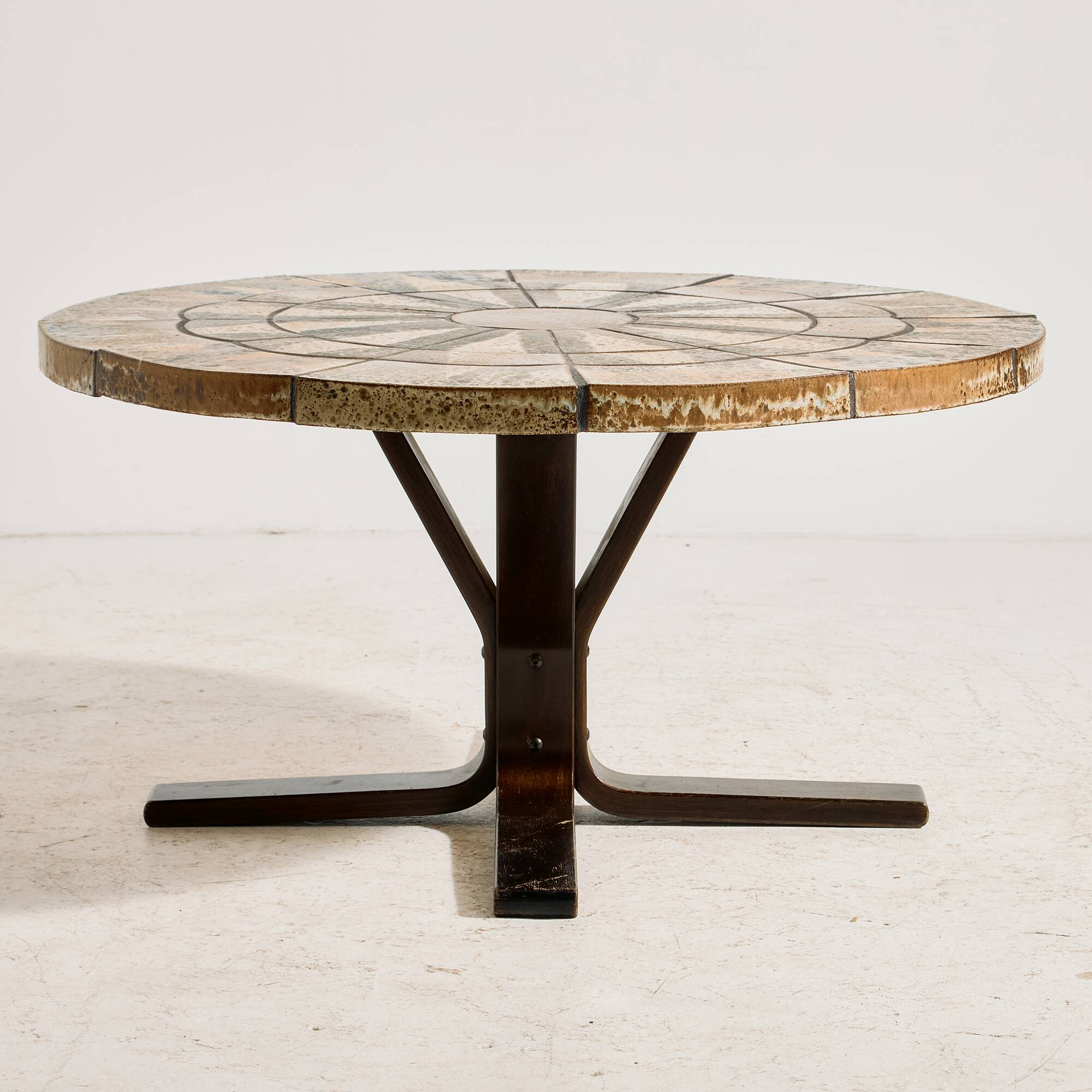 Table basse en hêtre avec plateau en pierre
