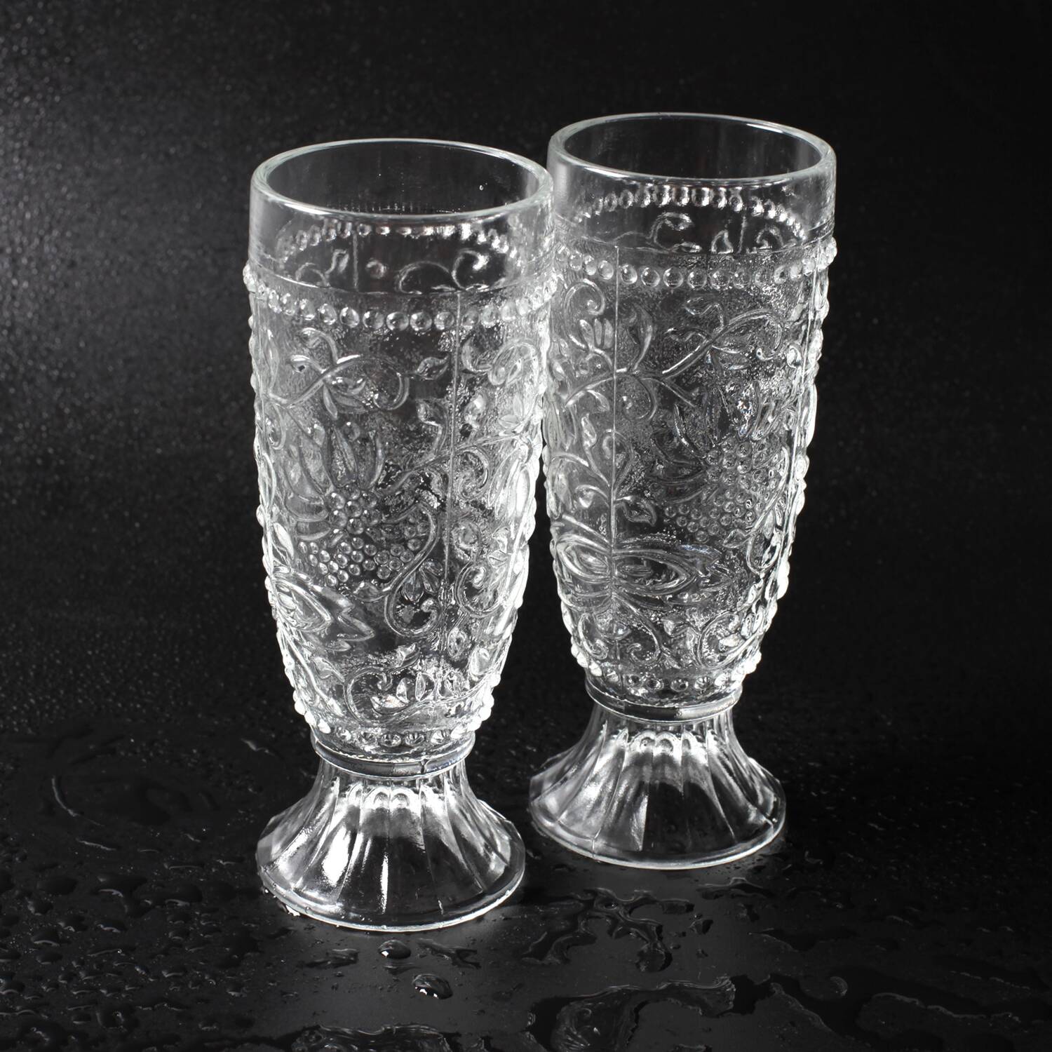 Set of 2 Pressed Glass Stylish Glasses Cibulak by Pavel Panek / 1977