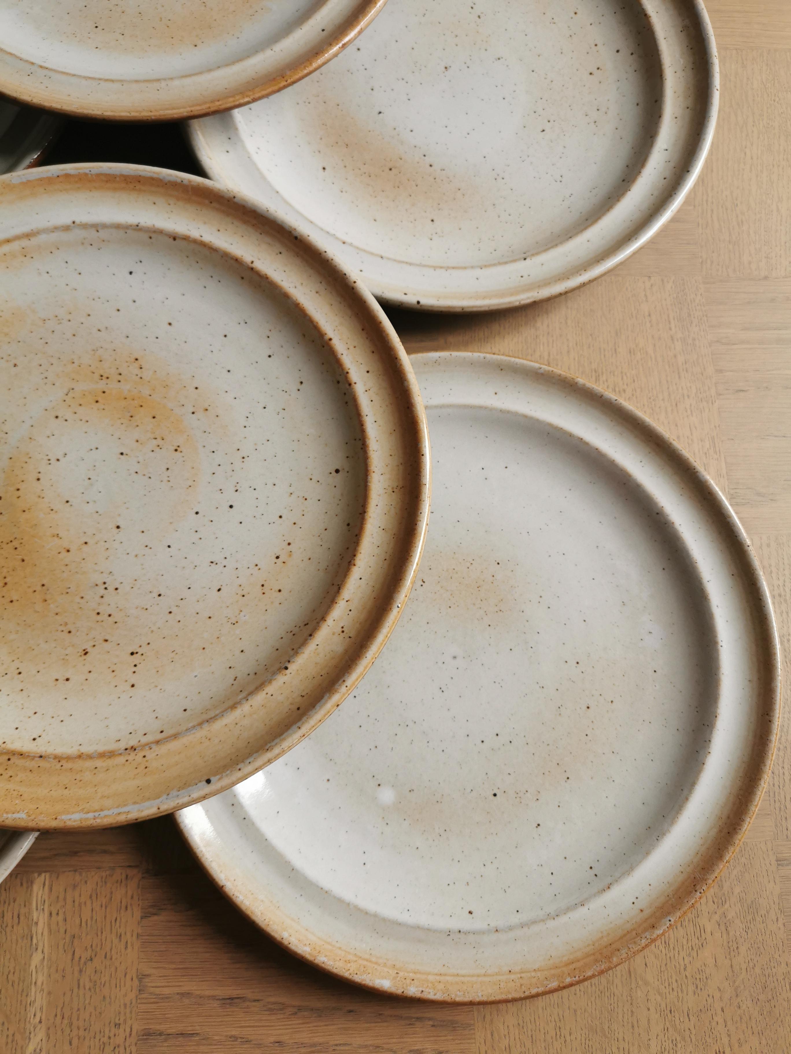 service of 7 vintage plates in Marais sandstone