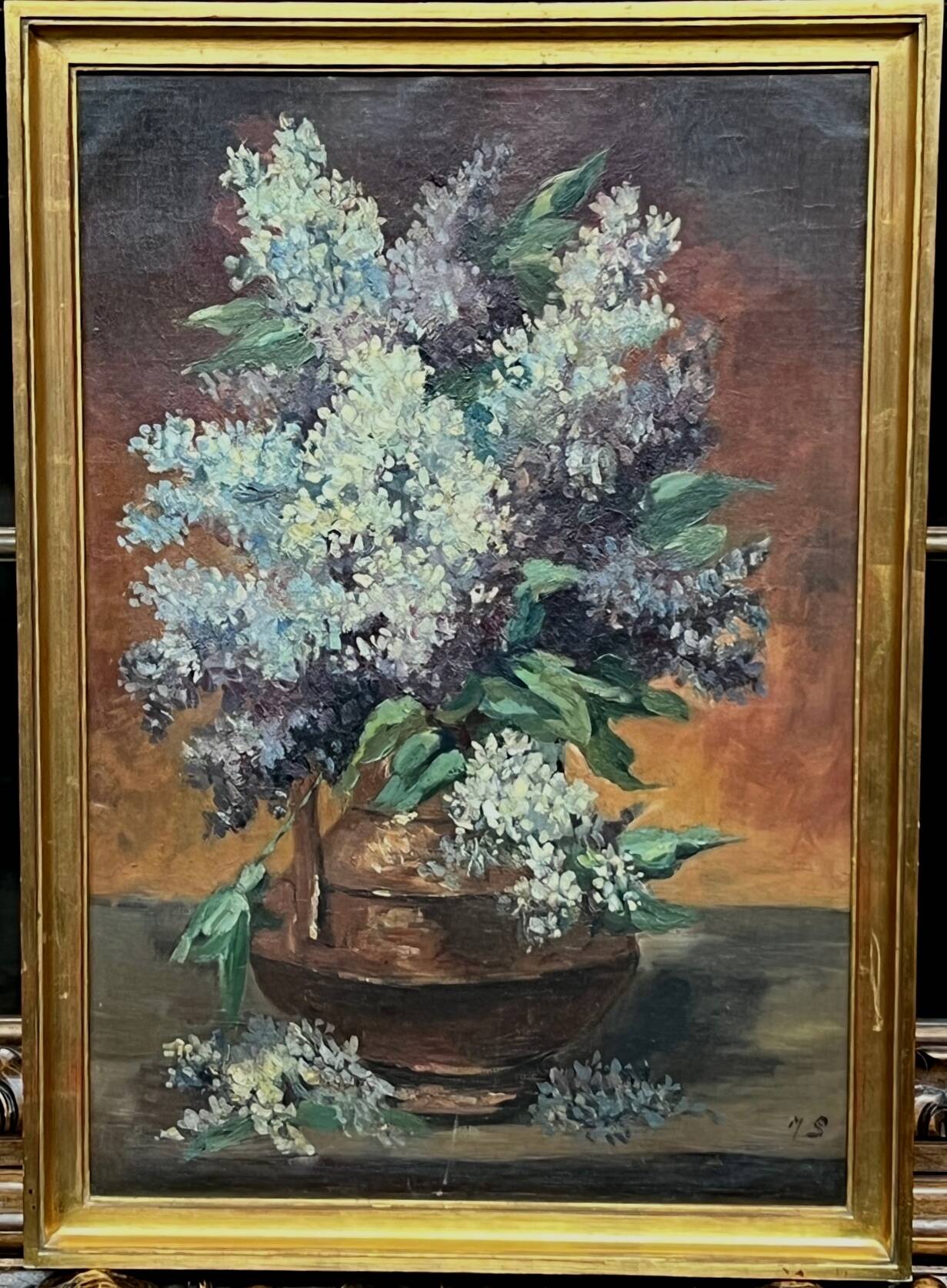 Painting signed "Bouquet of Lilacs".