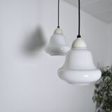 Opaline Glass Ceiling Lamps, Denmark, 1940-50s