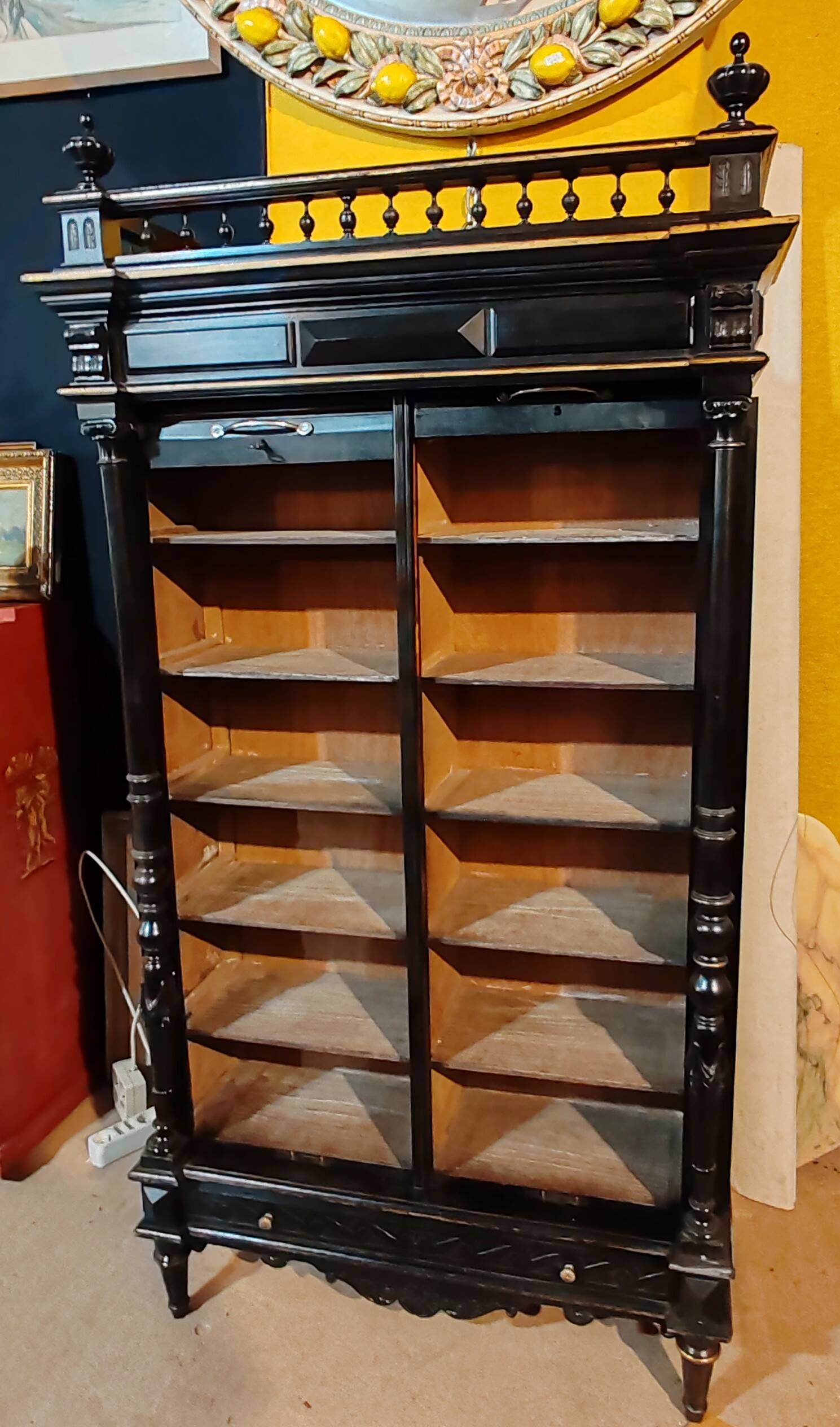 Curtained cabinet, late 19th century.