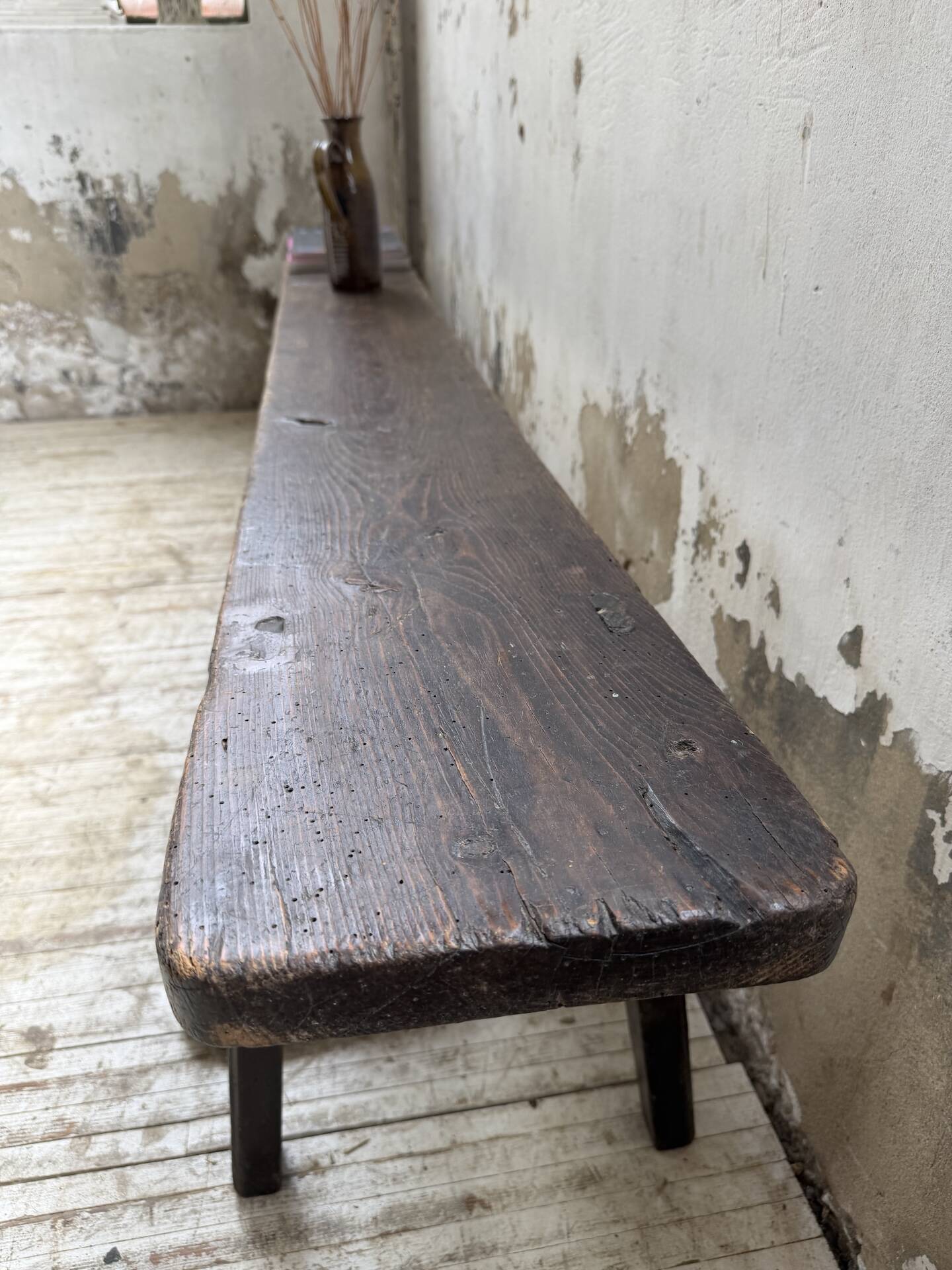Dark patinated 1900 bench 220cm