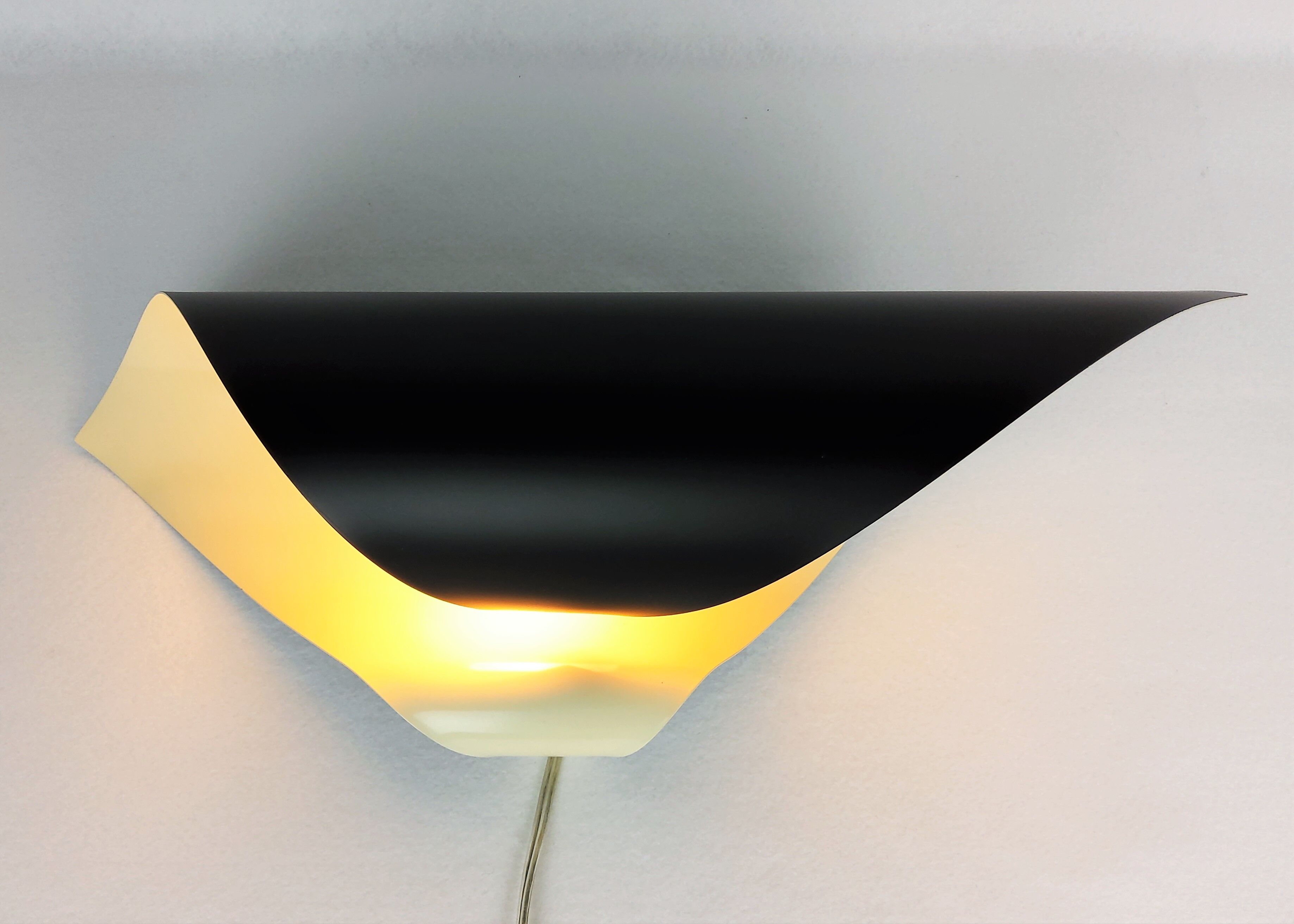 Black coiled metal spiral sconce 1960