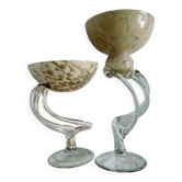 2 coupes en verre soufflé