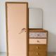Asymmetrical floral wardrobe, natural oak & powder pink