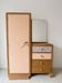 Asymmetrical floral wardrobe, natural oak & powder pink